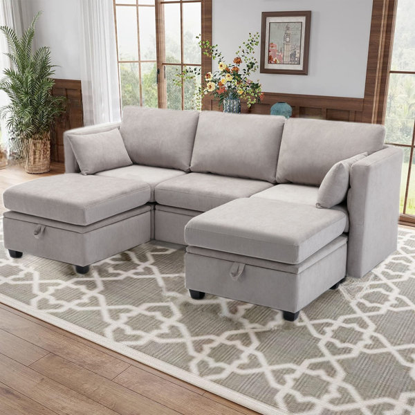 Latitude Run® Dilen 5 Piece Upholstered Sectional Modular Storage